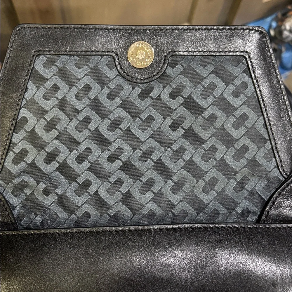 DIANE VON FURSTENBERG‎ Black Leather Crazy Metallic Studded Clutch Purse